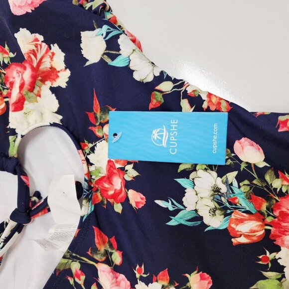 Cupshe Womens Floral Print One-Piece Swimsuit With Strappy Back Design SIZE M - Picture 4 of 12